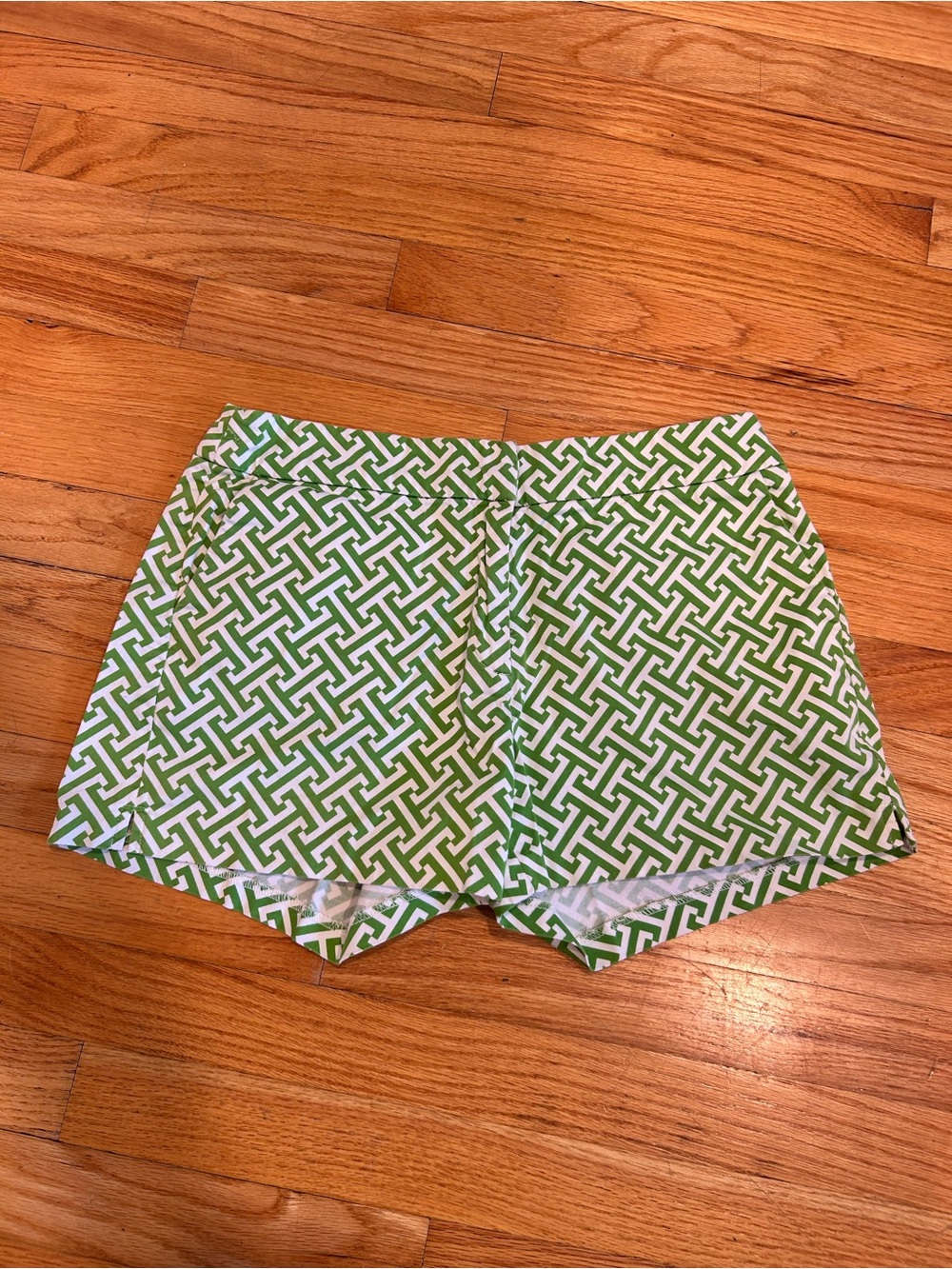 Melly M Green and White Geometric Print Shorts